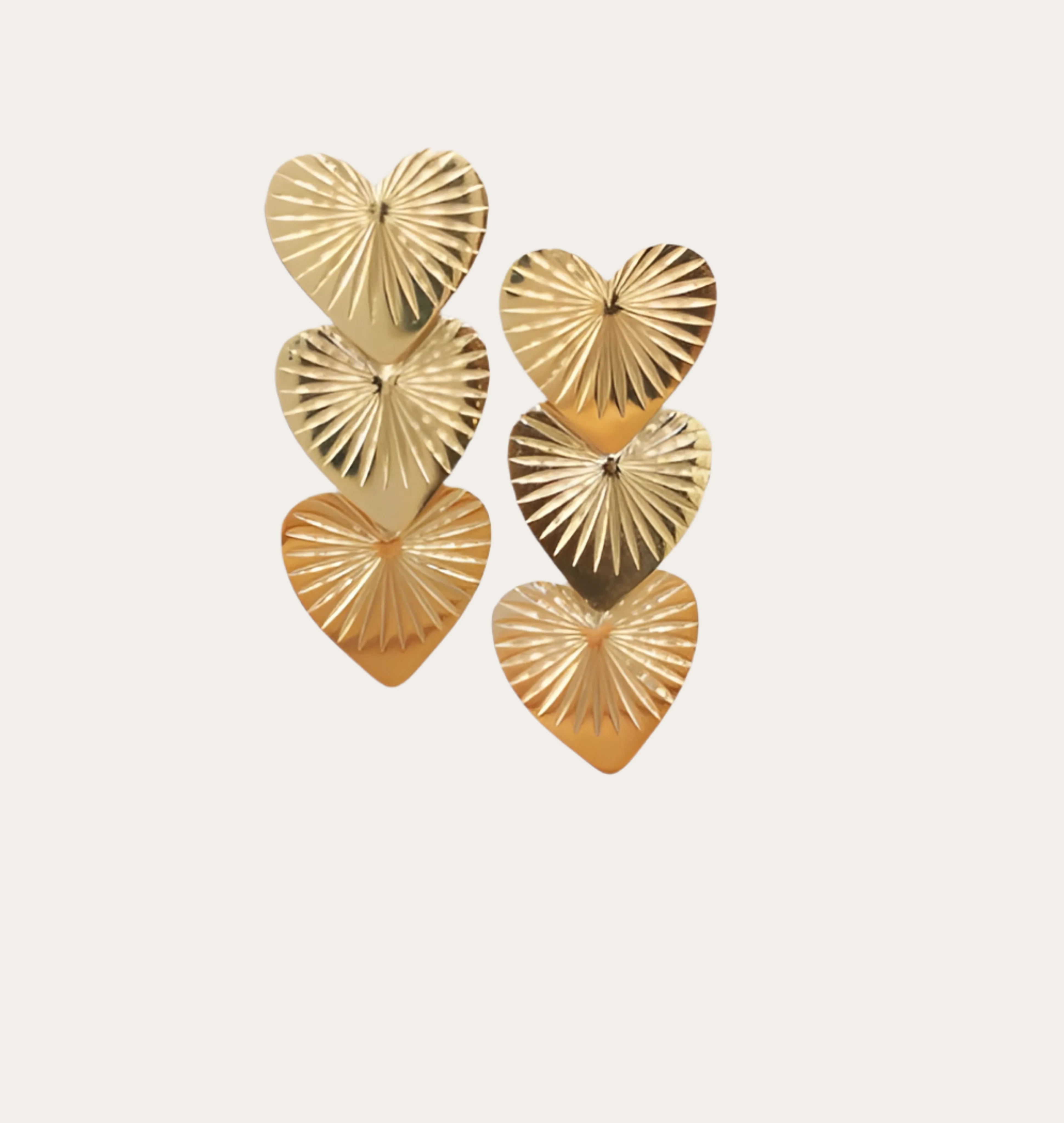 Boucles d'oreilles en acier inoxydable - trio de coeurs