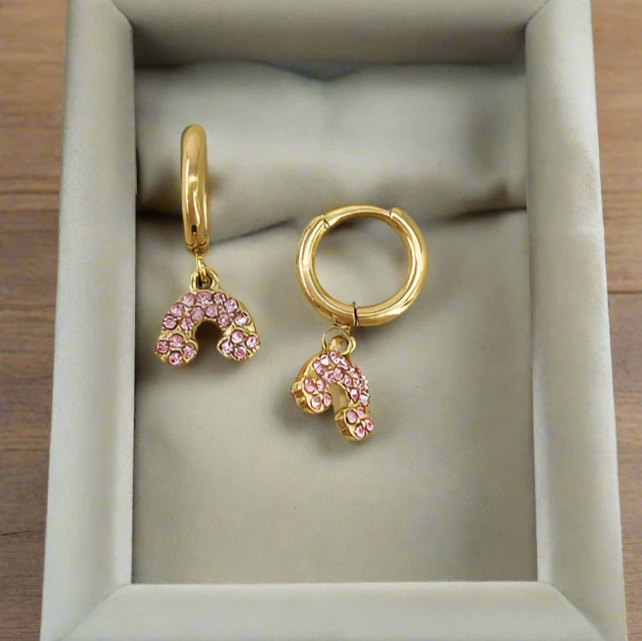 Boucles d'oreilles créoles avec pampilles en zirconium