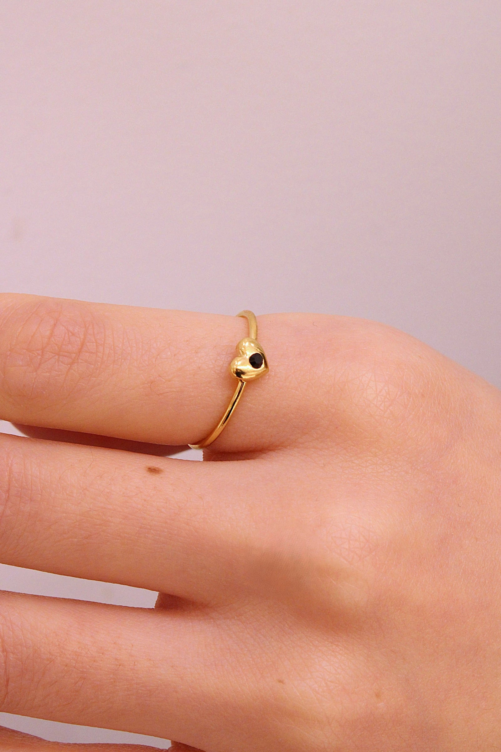 Minimalist heart ring in gold stainless steel