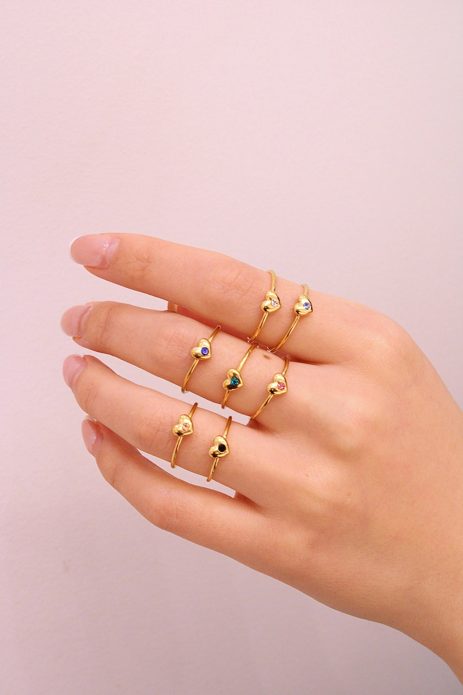Minimalist heart ring in gold stainless steel