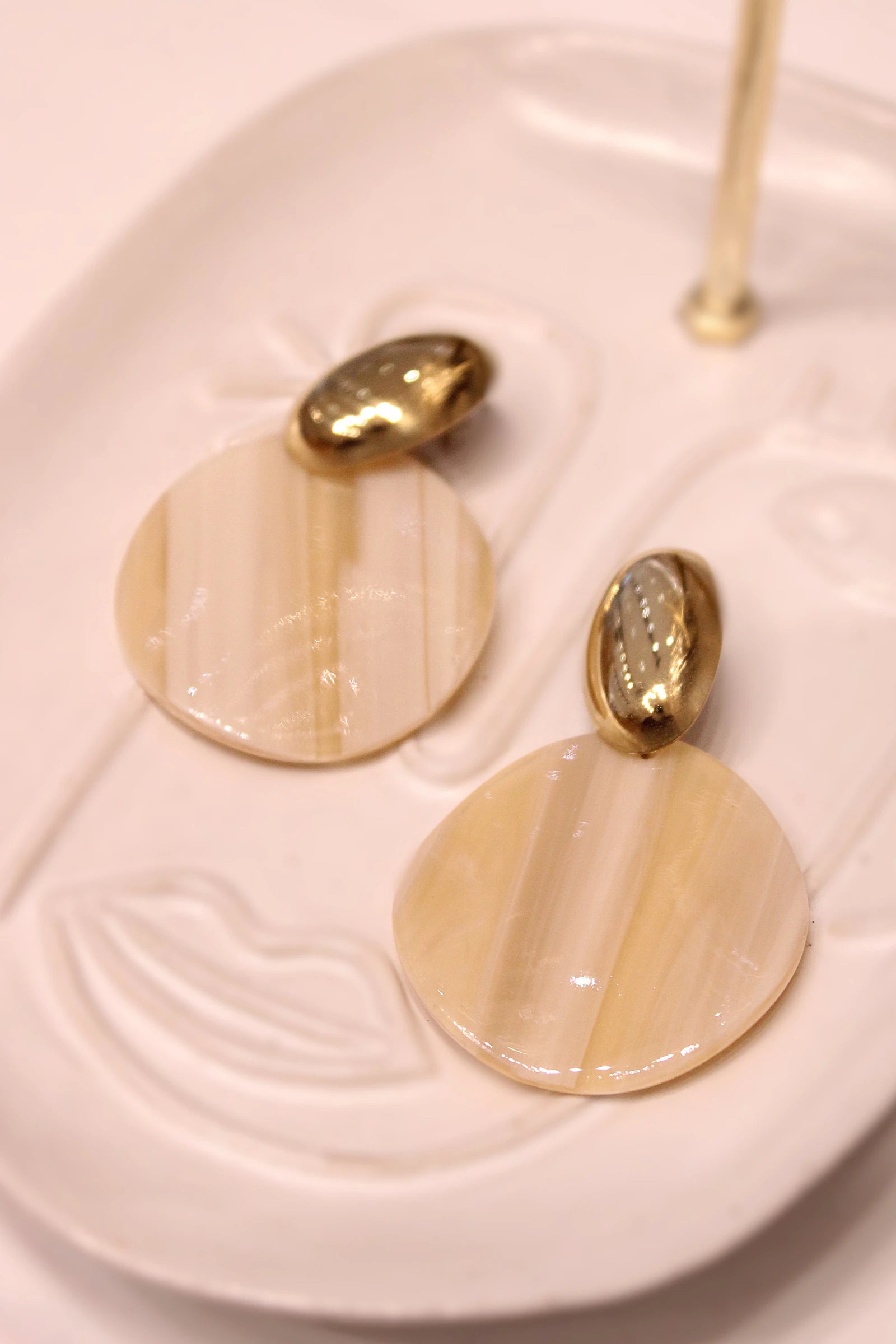 Marbled Resin and Stainless Steel Earrings