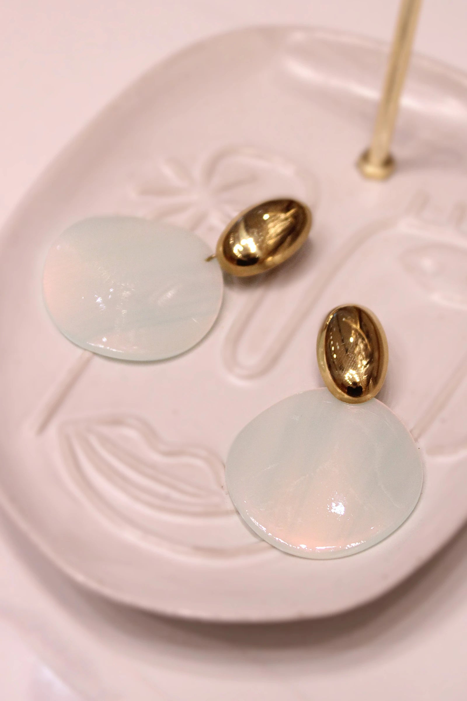 Marbled Resin and Stainless Steel Earrings