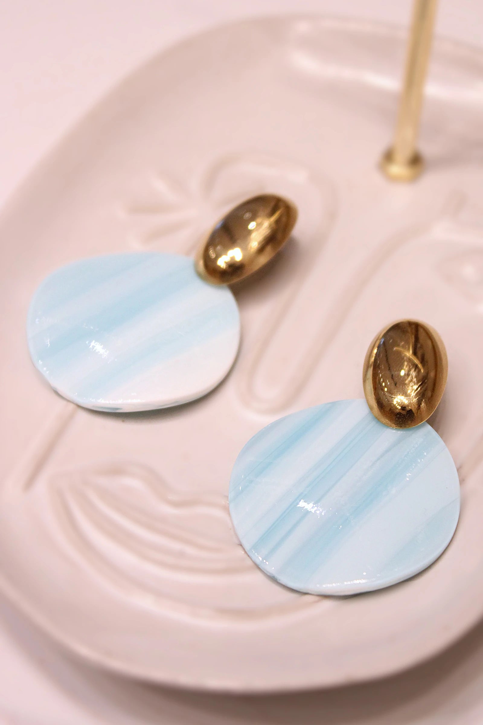 Marbled Resin and Stainless Steel Earrings