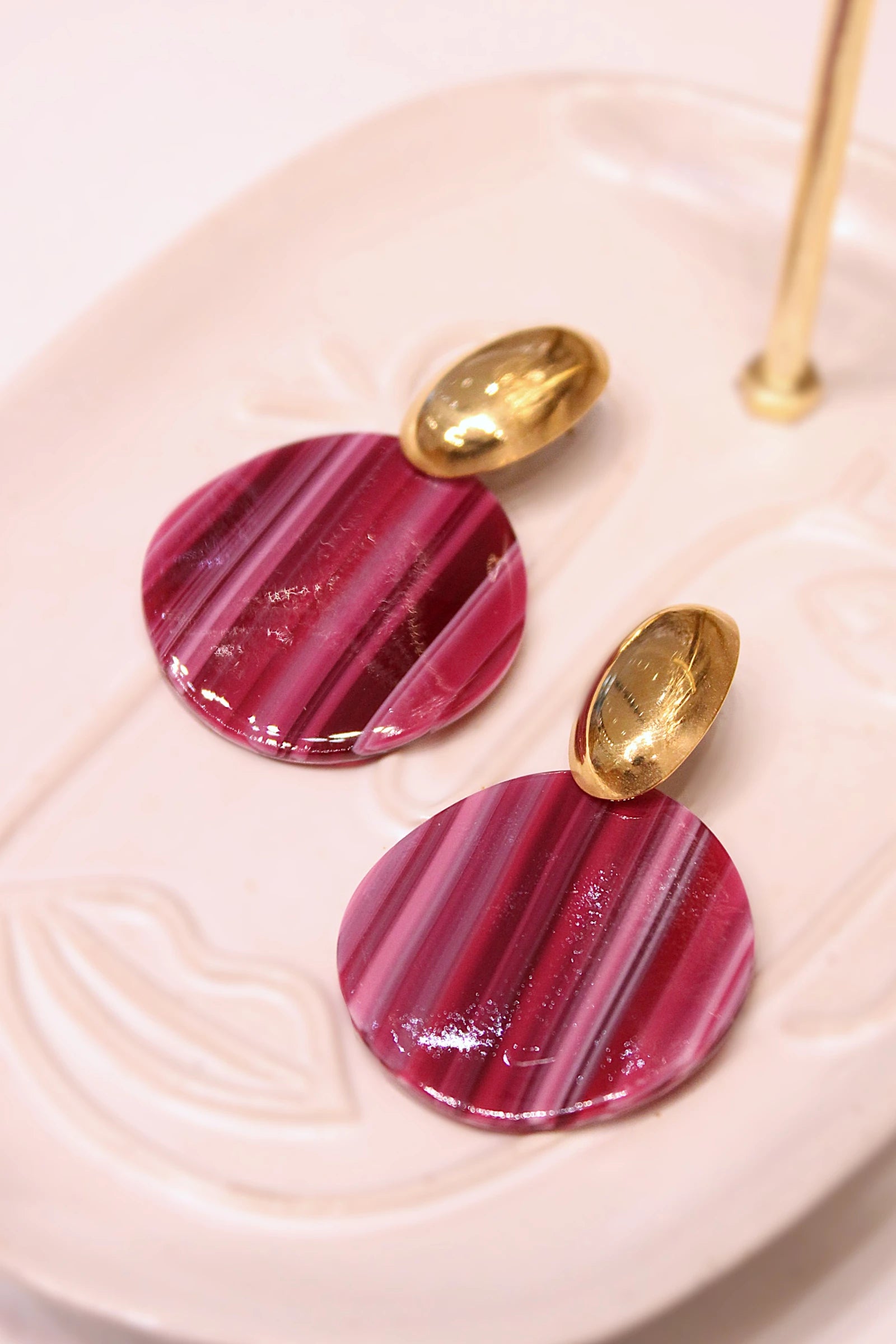 Marbled Resin and Stainless Steel Earrings