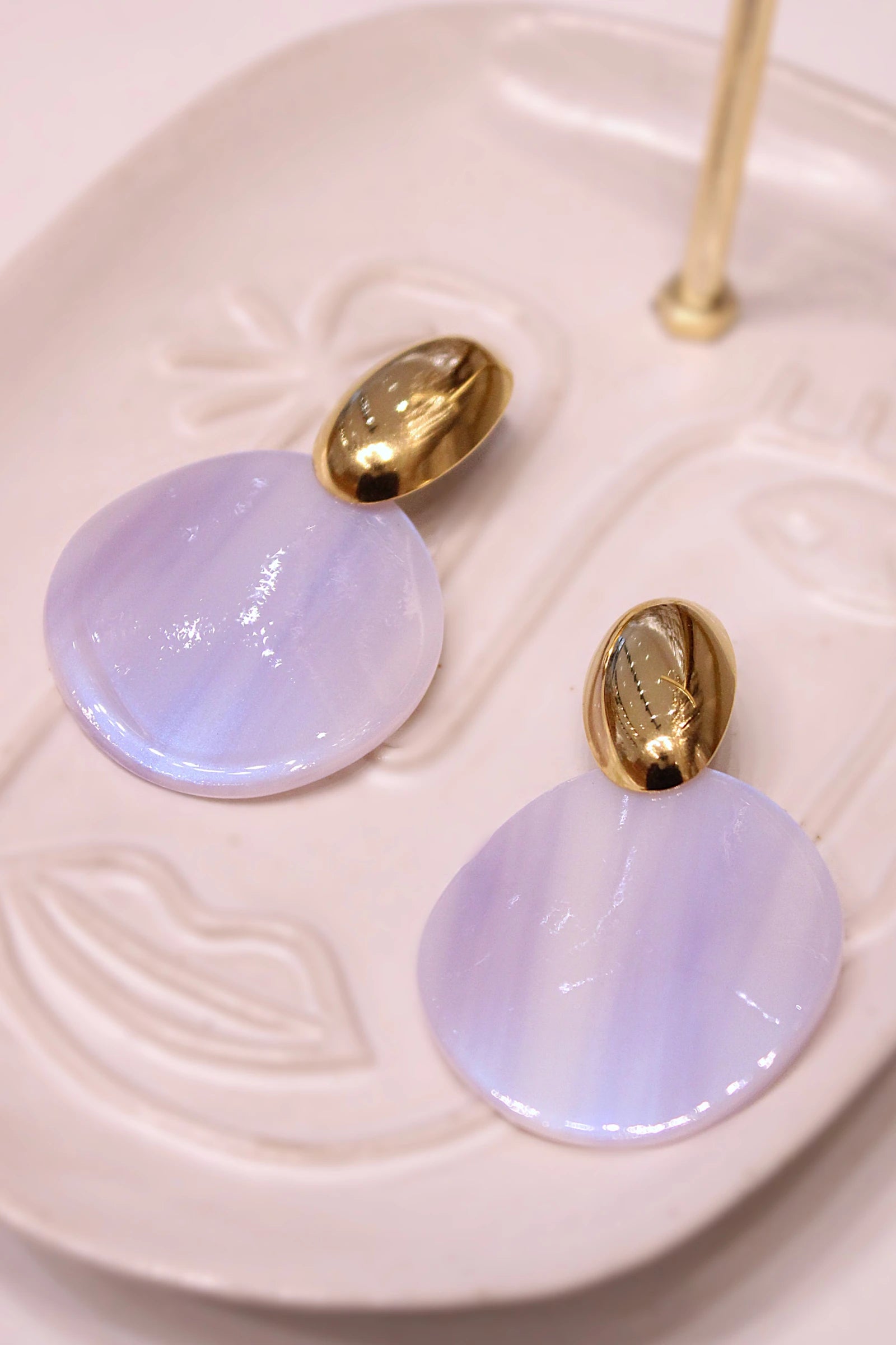 Marbled Resin and Stainless Steel Earrings