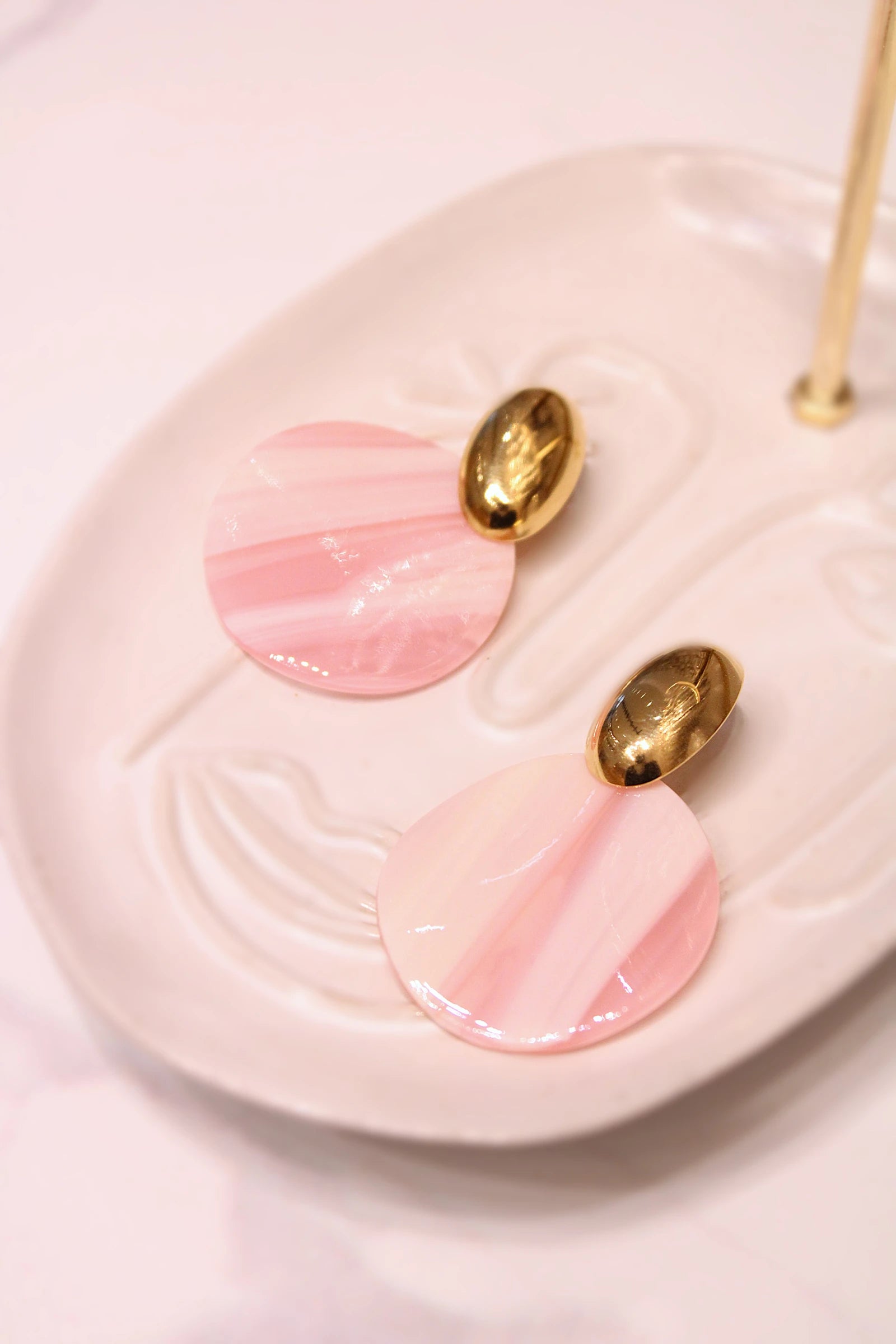 Marbled Resin and Stainless Steel Earrings