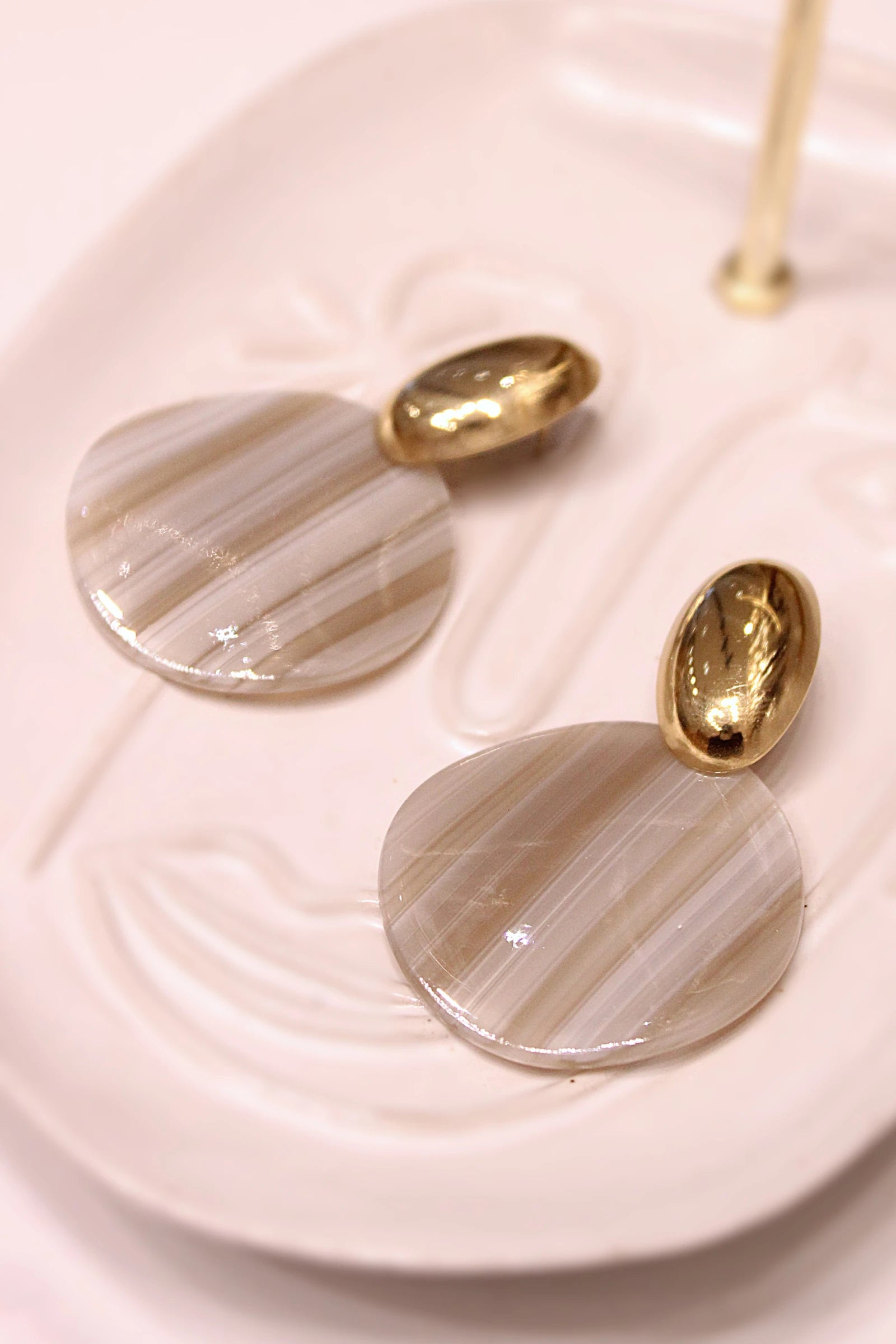 Marbled Resin and Stainless Steel Earrings