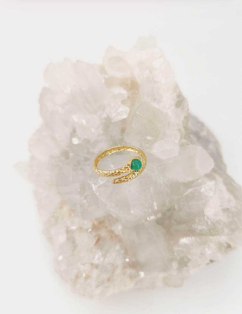 Bague Serpent Réglable avec Pierre Naturelle
