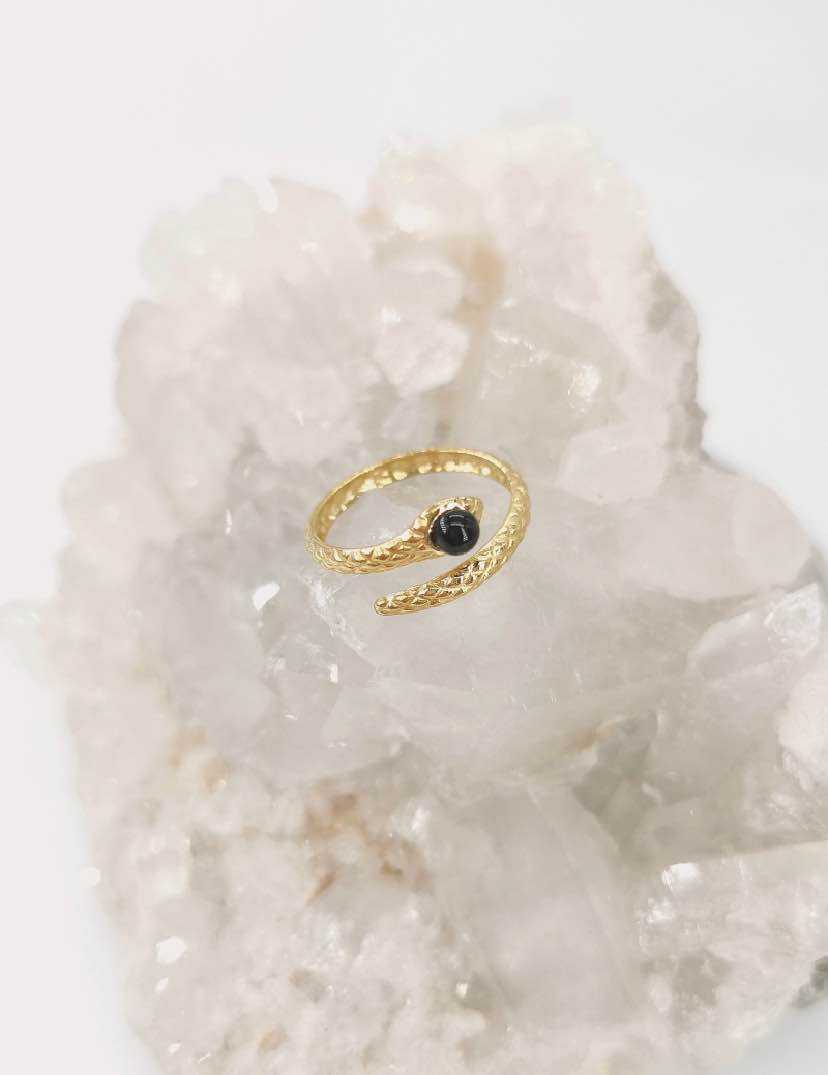 Bague Serpent Réglable avec Pierre Naturelle