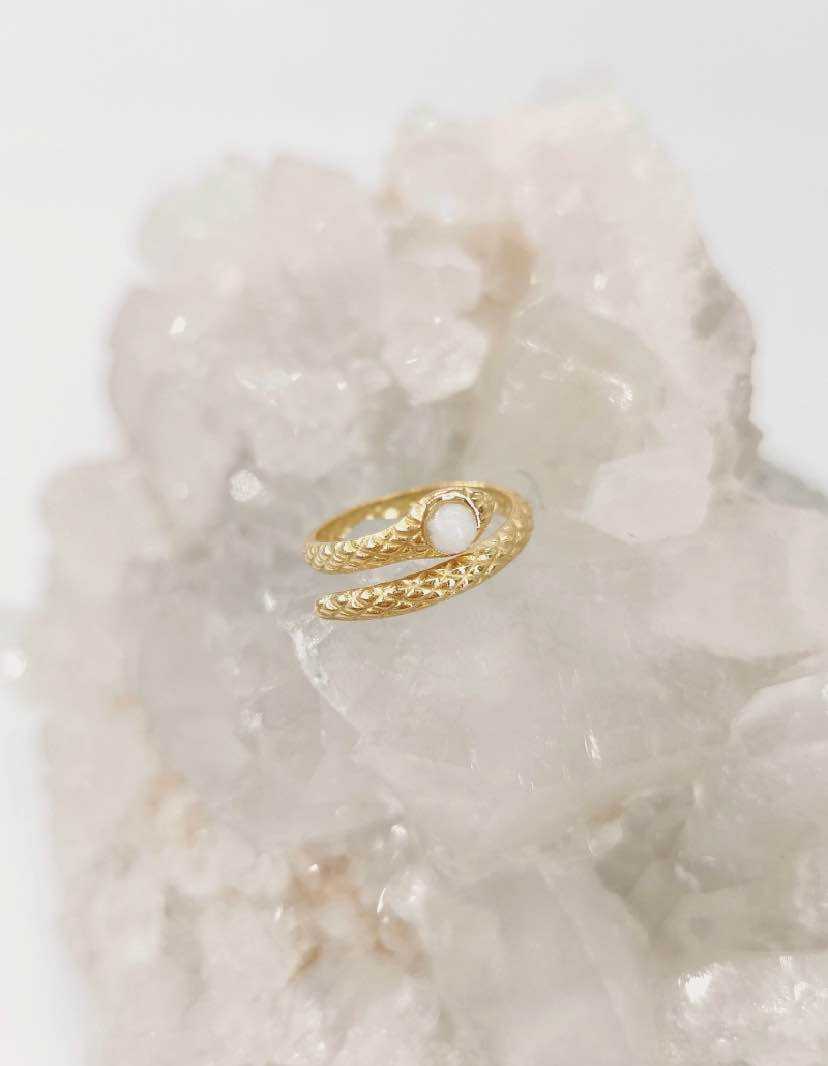 Bague Serpent Réglable avec Pierre Naturelle