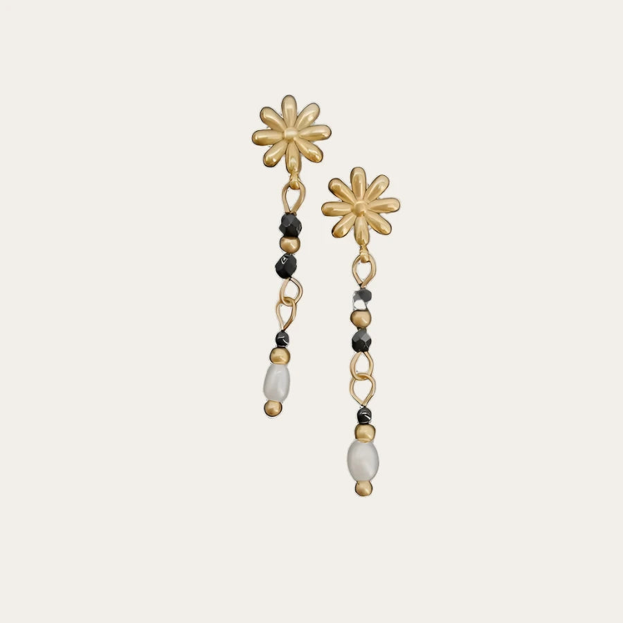 Boucles d'oreilles pendantes, décorées de pierres naturelles