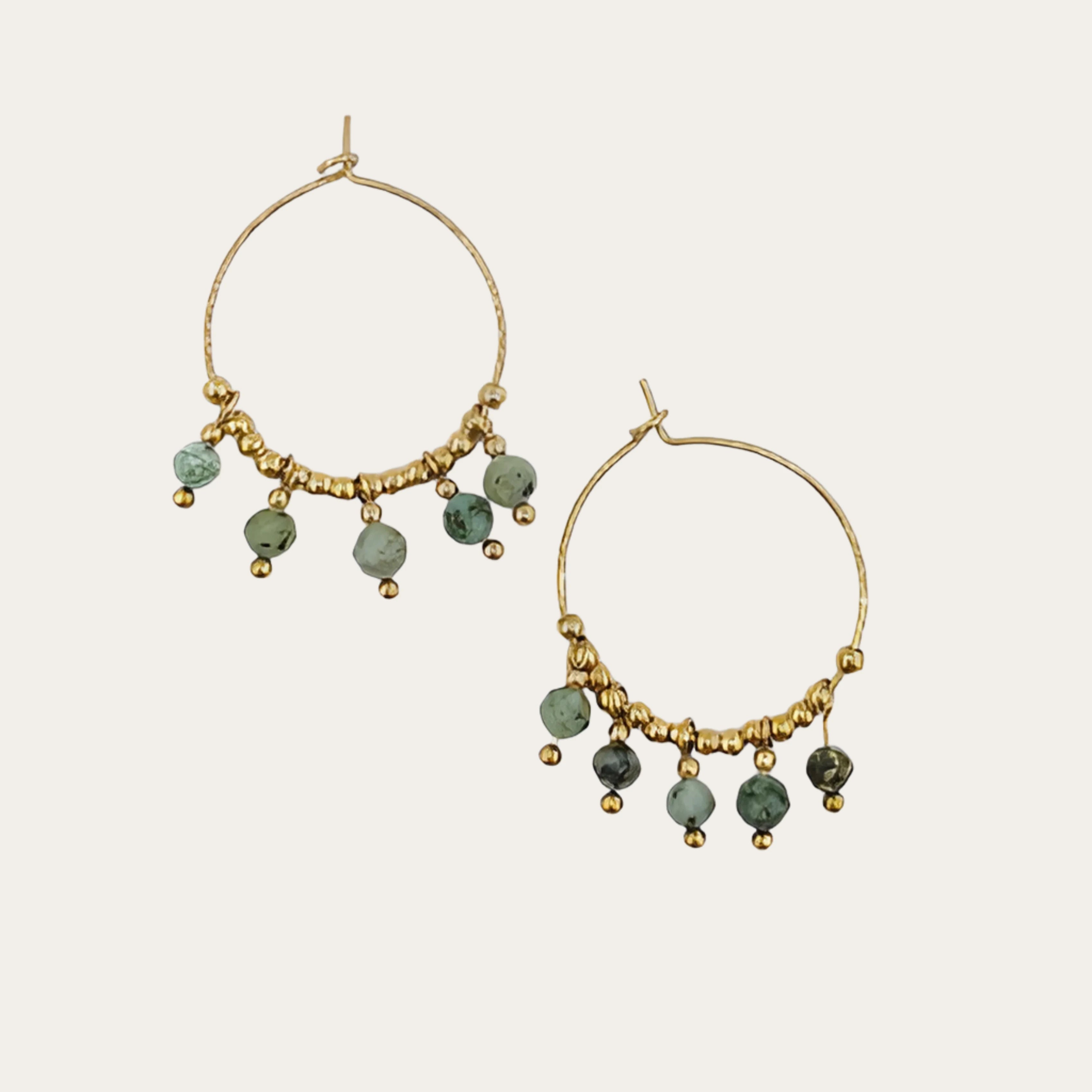 Stainless steel and natural stone hoop earrings
