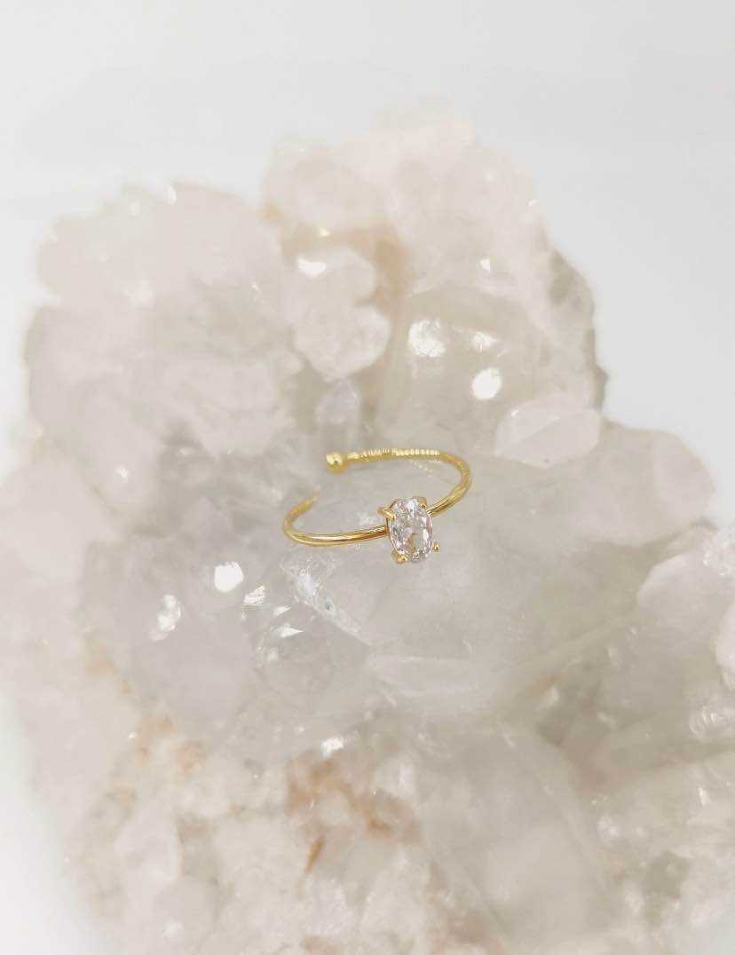 Bague Réglable Simple et Chic avec Zirconium